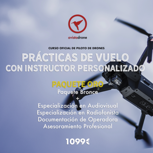 PAQUETE ORO: Curso de piloto de drones avanzado + Especialización Audiovisual + Curso Radiofonista + Documentación Operadora